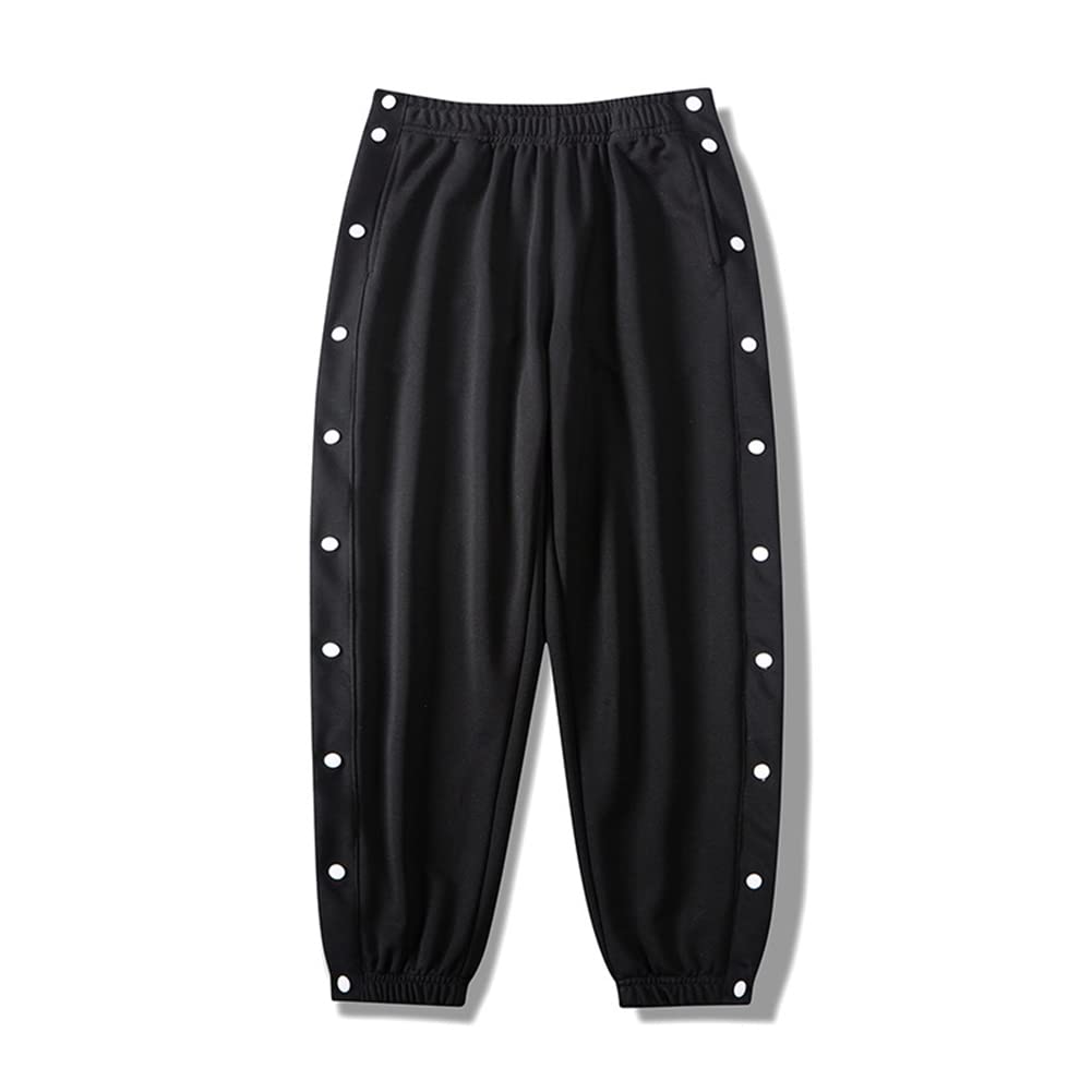 Pantaloni da Allenamento da Basket Larghi Casual da Uomo, Jogging Sportivi da Uomo a Righe Laterali, Sweatpants con Bottoni Laterali Pantaloni, con Gamba Aperta e Tasche
