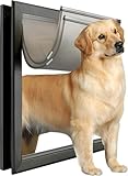 Extra Large Dog Door, XL Dog Door with 2 Self-Closing Insulated Flaps for Extreme Weather, Heavy Duty Aluminum XXL Dogs Doors for Pets Up to 230LBS, for Interior & Exterior Doors, X-Large, Black
