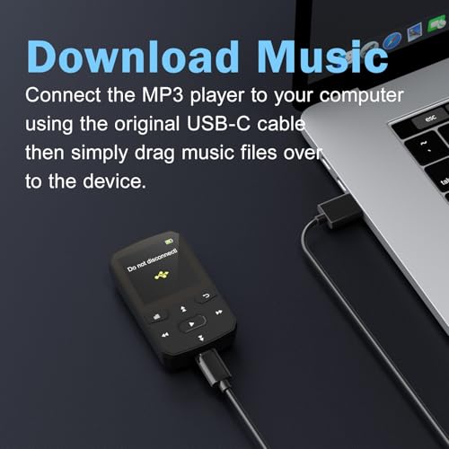Image of RUIZU 64GB Clip MP3 Player with Bluetooth 5.3, Portable Music Player with Voice Recorder for Sport Running, FM Radio, Pedometer, A-B Repeat, Audio Video, Shuffle Playback, Support 128GB TF Card, Black
