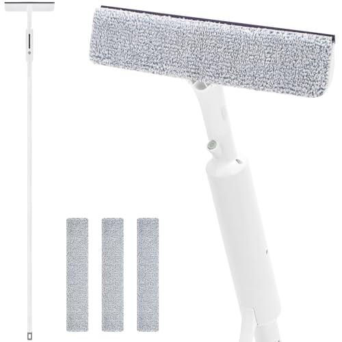 3 in 1 Fensterwischer mit Teleskopstiel GIOVARA Fensterputzer Set, Sprüh-Fensterreinigungsgerät, 3-in-1 Duschwischer mit Verlängerungsstange, Glasreinigungswerkzeuge für Dusche und Glastür