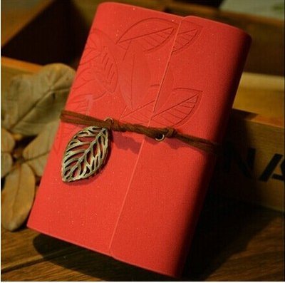 Saitec ® Leaf String Refillable Portable Artificial Leather Notebook & Daily Planner & Travel Journal Writing Diary Journals (Light Orange)
