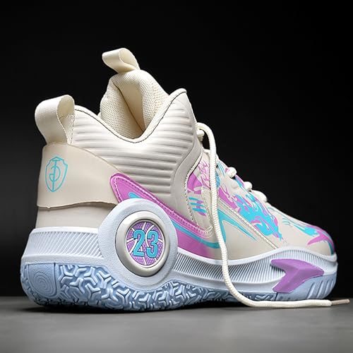 Image of Men's High-Top Basketball Shoes Anti-Slip and Wear-Resistant Soles Running Shoes Graffiti Design Fashionable Sports Shoes