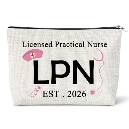 LPN Nurse Gifts Licensed Practical Nurse Gifts Makeup Bag Nursing Graduation Gift Cosmetic Bag Birthday Christmas Nurses Week Gift for LPN Nurses RN Medical Student Inspirational Present Travel Pouch