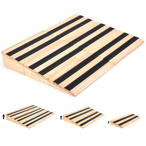 Kritkin 5' Rise Wooden Threshold Ramp for Home Steps, 35.4' x 27.9' Front Door Entry Ramp with...