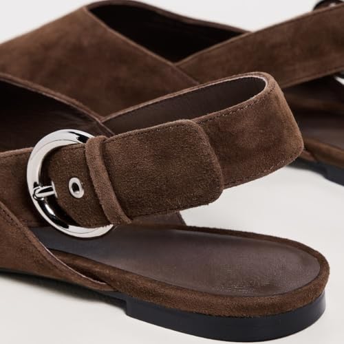 Image of Slingback Flat Shoes for Women Pointed Closed Toe Flat Mule Sandals Casual Comfortable Office Dressy Shoes