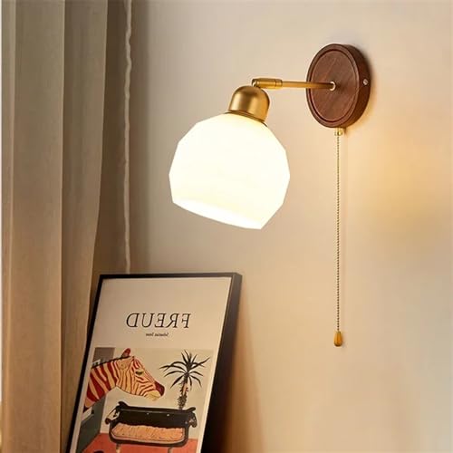 Iluminación de pared de diseño nórdico con madera y vidrio E27 para sala de estar 4