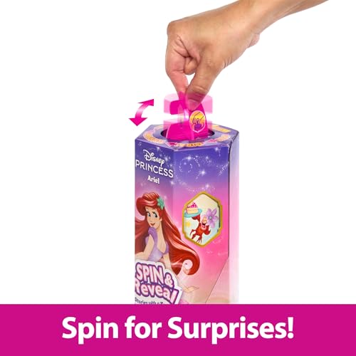 Mattel Disney Princess Ariel Fashion Doll Set, Spin & Reveal with 11 Surprises Including 5 Accessories, 5 Stickers & Play Scene, Inspired by Movie, HTV88