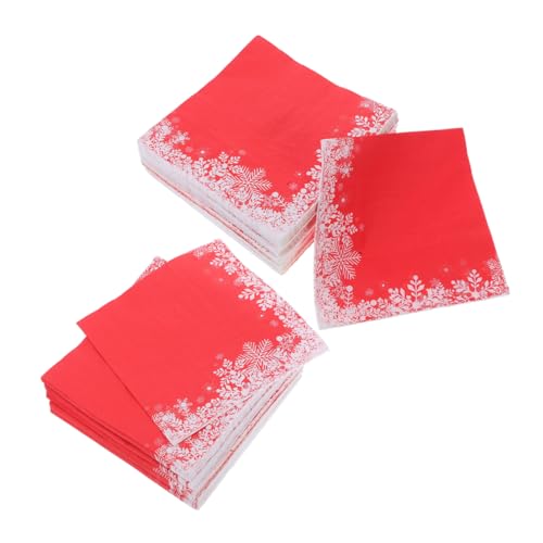 Serviettes de Noël papier rouge flocon et serviettes de table jetables fêtes hiver Healvian