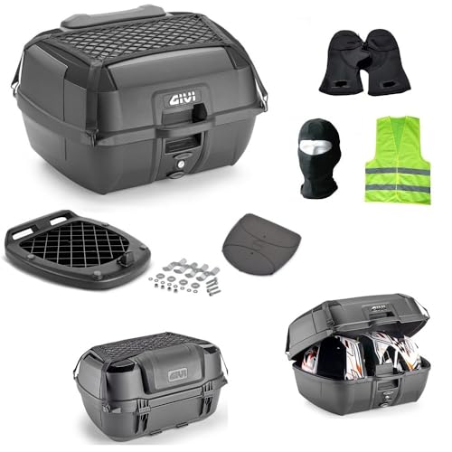 DESCRIZIONE E CARATTERISTICHE PRODOTTO: + OMAGGI COME IN FOTO -Bauletto B45B+ TOP CASE MONOLOCK 45 litri, nero con inserti estetici neri verniciabili -VALIGIA UNIVERSALE PER ATTACCO AL PORTAPACCHI POSTERIORE DI MOTO e/o SCOOTER -Comprensivo di piastra e kit universale -Si monta su tutti i portapacchi con base piana di moto e scooter sia di serie che non -NON è COMPRESO DI STAFFE PER IL MONTAGGIO, VI DAREMO SOLO LA PIASTRA DI AGGANCIO -Dotato di rete elastica portaoggetti, schienalino e tap