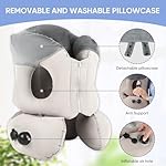Travel Inflatable Pillow Multi-Functional 3-in-1 Head, Neck, and Lumbar Support Pillow for Airplanes, Trains, Cars & Office Naps, with Zipper for Form Switching (Gray) - Image 4