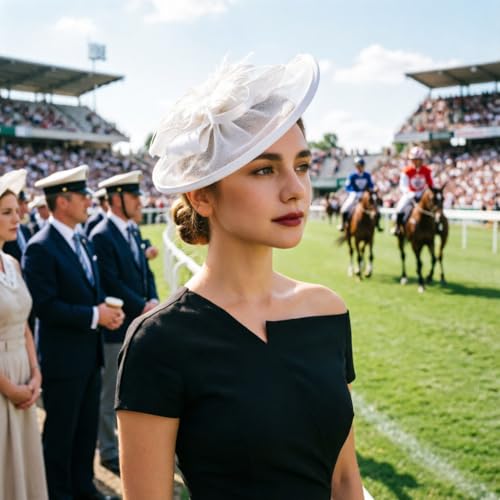Image of DRESHOW Women Fascinator Hats Tea Party Hat Vintage Pillbox Hat Headband for Cocktail