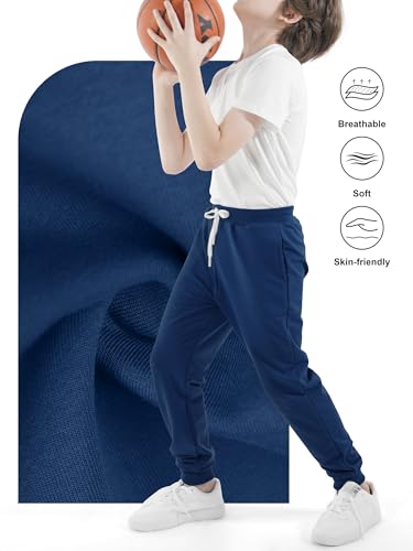 Resinta 3/4 Pack Boys Cotton Sweatpants Youth Active Joggers Kids Casual Pants with Drawstring and Pocket3