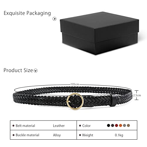 Braided Belt Women Elastic Waist Belt Leather Belt Vintage Round Buckle Adjustable Waistband For Dress Jeans Pants 7