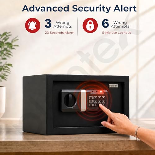 Image of Plantex 13 Ltr. Safe Locker For Home /Digital Locker /Electronic Safety Locker with Master & User Dual Code Access with Emergency Key /2 Years Warranty By Plantex (Black)
