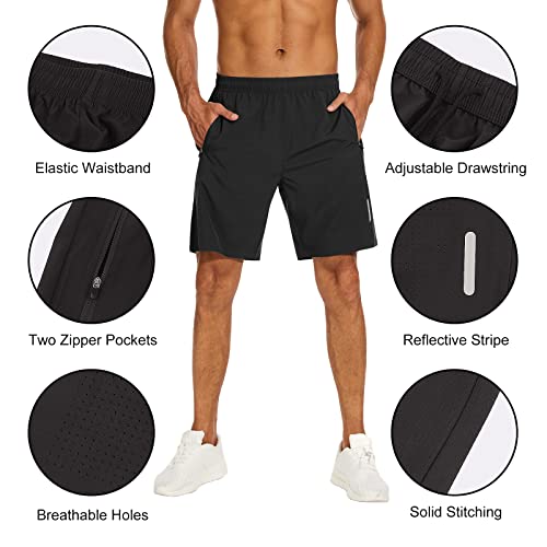 Mens Gym Running Shorts Breathable Quick Dry 7" Gym Athletic Shorts with Zipper Pockets and Reflective Strip - Image 5