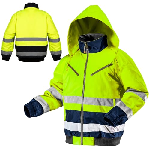 NEO TOOLS Thermo Warnschutzjacke EN 20471 Warnjacke orange Neon gelb...
