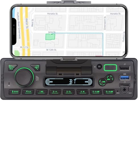 Radio Coche LXKLSZ Autoradio Bluetooth 1 DIN con App Control Reproductor MP3 Soporte USB/TF/AUX/Carga Rápida/Llamadas Manos Libres/Radio FM/con Soporte para Teléfono