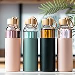 21oz Glass Water Bottle with Silicone Sleeve & Bamboo Lid, BPA Free Reusable Water Bottle Glass for Gym Office Travel, Gift for Fitness Enthusiasts (Green) - Image 3