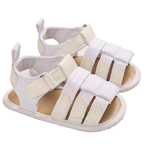Isbasic Infant Baby Boys Girls Summer Beach Sandals Breathable Athletic Anti-slip Soft Sole Newborn First Walker Crib Shoes(C615 white,3)