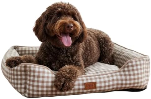 PESK Cama Perros Medianos 67x57x18cm con Hueso de Juguete, Super Acolchada Relleno de Fibras, Cama Perro Pequeño Lavable, Resistente Mordeduras, Camas Perros Medianos Antideslizante, Dog Bed