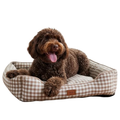 PESK Cama Perros Medianos 67x57x18cm con Hueso de Juguete, Super Acolchada Relleno de Fibras, Cama Perro Pequeño Lavable, Resistente Mordeduras, Camas Perros Medianos Antideslizante, Dog Bed