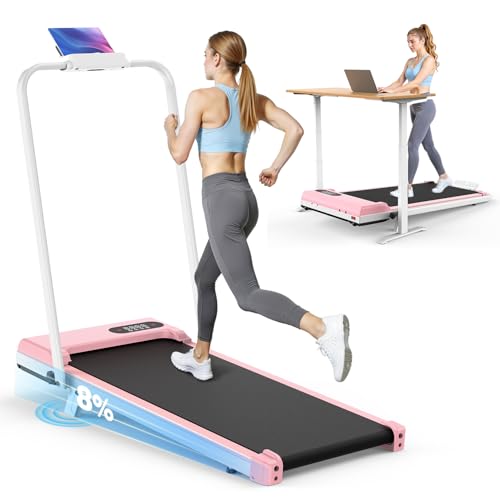 Tapis de Course 4 en 1 Pliable avec Pente 7% – Tapis de Marche Électrique 8 km/h, Moteur...