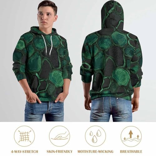 Hoodies hip hop imprimé patchwork abstrait sweat à capuche 3D vert et noir