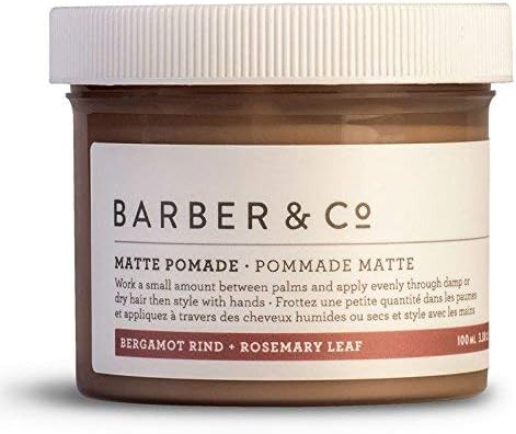 BARBER & CO. All Natural, Handmade Matte Pomade — Hair Styling for Men, Medium Hold with Matte-natural Finish, Bergamot Rind + Rosemary Leaf
