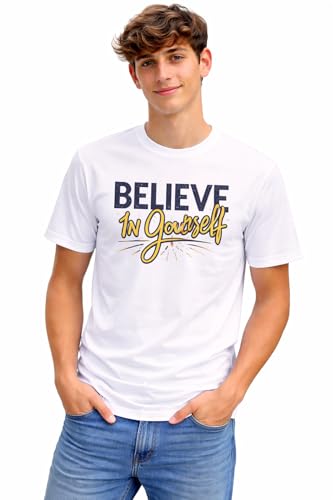 Image of Printed Tshirts for Boys and Girls Regular Fit Round Nack 120 GSM(White)