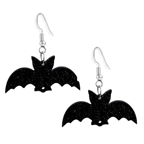 SELOVO Bat Black Acrylic Earrings Punk Gothic Fishhook Drop Dangle Earrings