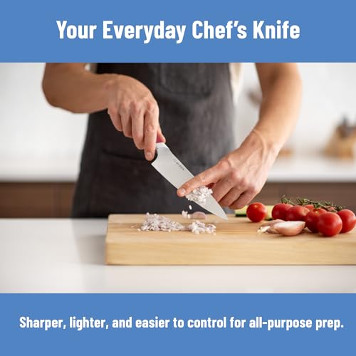 Image of Misen 6.8 inch Chef Knife - High Carbon Japanese AUS-10 Stainless Steel - Hybrid German & Japanese Blade - Precision Kitchen Knife for Professionals & Home Cooks - Ultimate Cutting Performance - Red