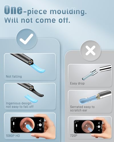 ear wax removal tool camera - ear cleaner with camera1080p otoscope ear cleaning tool with 4 ear spoon ear camera for iphone amp android phones - blue