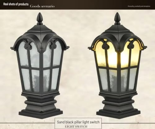 Image of Glowave Decorative Outdoor Black Square Post Light Pillar Light Column Light, Waterproof Lantern Post for Patio or Fench Deck, Doorway Porch Pillar Lamp - Warm White (P-6711-BK)