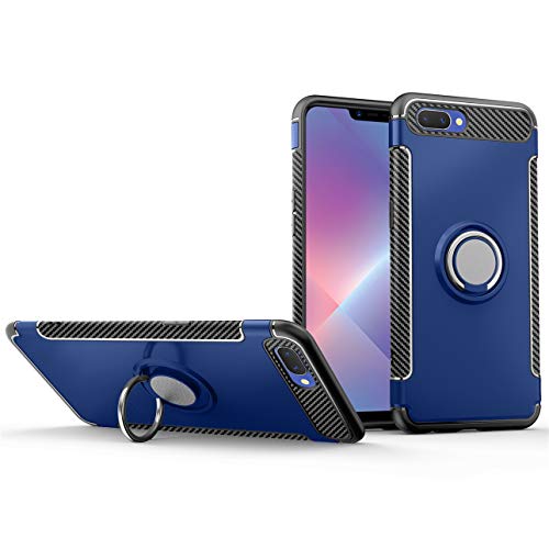GarHold Oppo A3S case,Oppo A5 case,Silicone Shockproof Car Magnets Cover TPU+PC Dual Protection 360Â° Rotating Kickstand case for Oppo A3S/Oppo A5 (Blue)