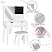 LYNSLIM Vanity Desk, Makeup Vanity with Mirror & LED Lights，Makeup Vanity Table with 2 Drawers & 4 Storage，Small Vanity Set Storage Stool for Dressing Bedroom (White, Extra)