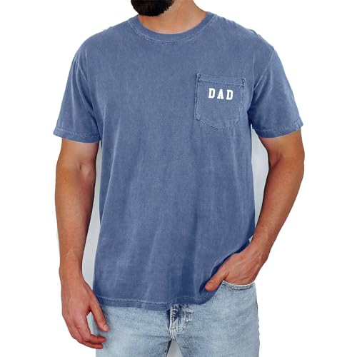 Dad Pocket Shirts for Men Daddy Garment Dyed Letter Printed T-Shirt Mama Graphic Tee Casual Short Sleeve Tops Tee