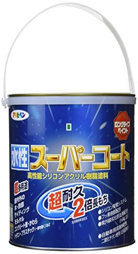 アサヒペン ペンキ 水性スーパーコート 水性多用途 黒 1.6L