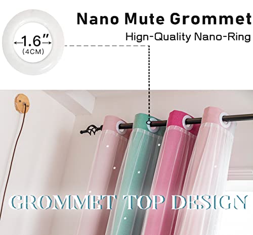 Image of Yancorp Curtains for Girls Bedroom Kids Room Curtain Colorful Window Nursery Curtain 84 inches Length Room Darkening Grommet 2 Layers (Green Red Pink, W52 X L84)