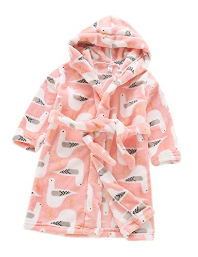 Unisex Baby Boy Girls Cotton Terry Bathrobe, Animal Printing Baby Clothes Outfit Robe Towels 4-5 T Pink Pigeon