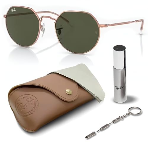 Ray-Ban RB3565 JACK ROSE GOLD Square-Round Shaped Sunglasses for Men & Women with Official RAYBAN Eyewear Kit