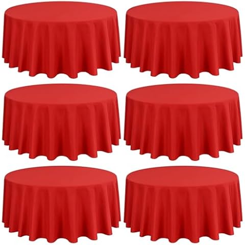 6 Pack Red Round Tablecloths for Events Cover