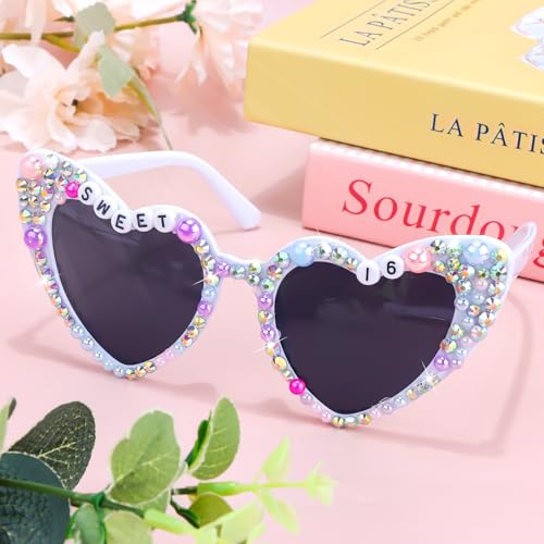 16th Birthday Sunglasses for Sweet Sixteen Birthday Party Decorations for Girls, Sweet 16 Glasses for Bday Dress Outfit Deocr Accessories Gifts2