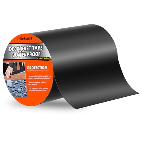 Image of 1 Pack Joist Tape 6 inch x 50' Weather-Resistant Butyl Deck Flashing Tape for Wood Decks, Beams, Roofs and More