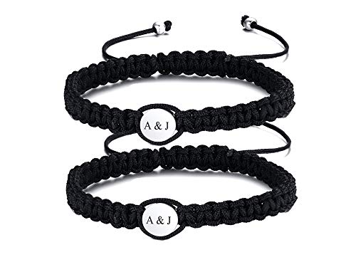 MEALGUET 1-5 Pcs Personalized Alphabet Initial Bracelet Simple Handmade Braided Macrame Bracelet Friendship Bracelet Couple Bracelet BFF Gift Customized Gift, Idea