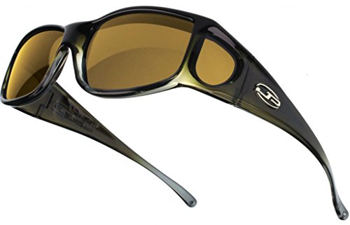 Fitovers Eyewear - Jett Collection Designed to Fit Over Medium Oval Frames Not Exceeding 143mm X 39mm - Olive Charcoal/polarized Yellow3