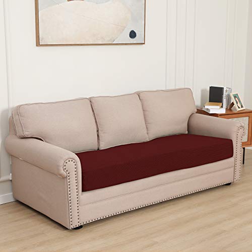 Image of Easy-Going Stretch 1 Piece Oversized Couch Cushion Cover for Sofa | X-Large Sofa Cushion Furniture Protector Sofa Seat sofa slipcover Washable sofa cover soft with Elastic Bottom Wine