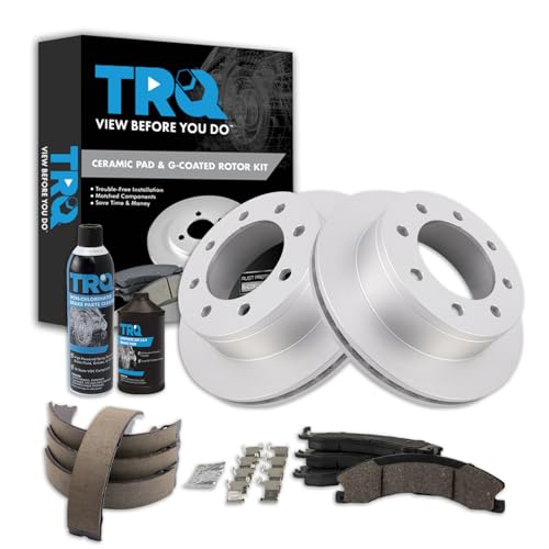 Image of TRQ Rear Brake Pad & Rotor Kit Ceramic Premium G-Coated Compatible with 2009 GMC Savana 3500