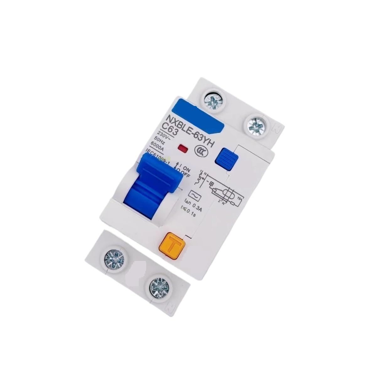 Interruttore magnetotermico differenziale NXBLE-63YH 300MA 0,3A RCBO 20A 25A 32A 40A 63A(1P N,63A)