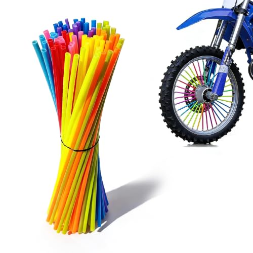 Image of Bike Spoke Covers,Universal 72Pcs Spoke Skins Wheel Wraps for 8 inch-21 inch Rims for Ebike E Dirt Pit Bike Motorcycle Bicycle Wheelchair Decoration-Mixed