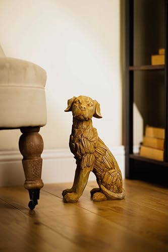Garden Mile Hund Garten Ornament Outdoor Tier Skulptur mit rustikaler Holzoptik Groß Wetterfest Wasserdicht Labrador Treibholz Rasen Statue Indoor Decor Figur Haustier Gedenkholz Skulptur